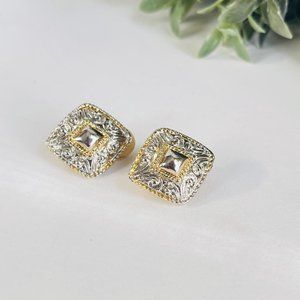 Beautiful Vintage Clip on Earrings Diamond shaped
